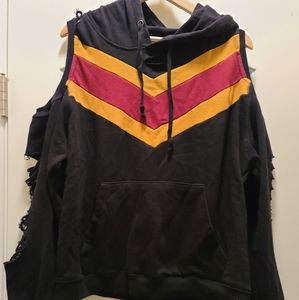 Distressed Black Hoodie Sz L